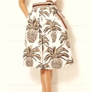 EVA MENDES x NEW YORK AND COMPANY Size 2 Brown Pineapple Print A-Line Skirt
